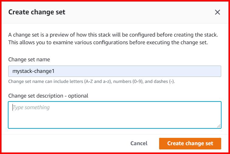 Picture showing the popup window for entering the change set name